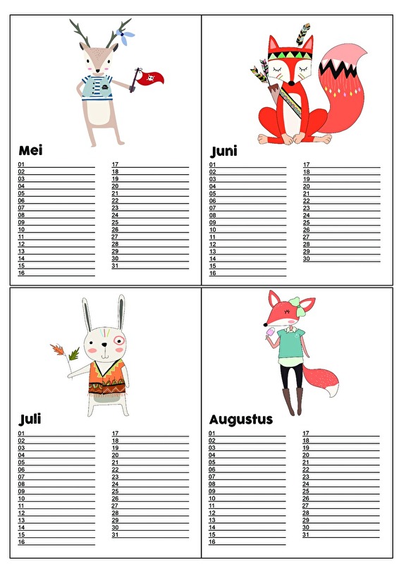 Kalender Kids A4 formaat
